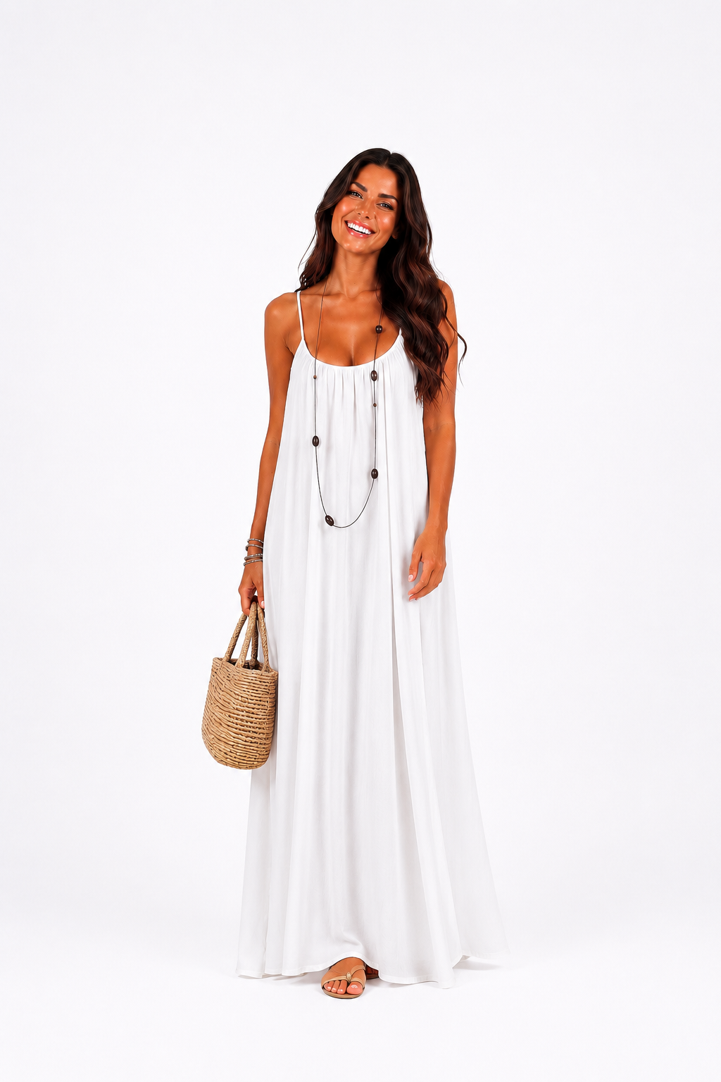 Langes Boho-Kleid – rückenfrei
